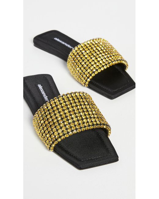 Alexander Wang Neoprene Anya Crystal Flat Slide Sandals - Lyst