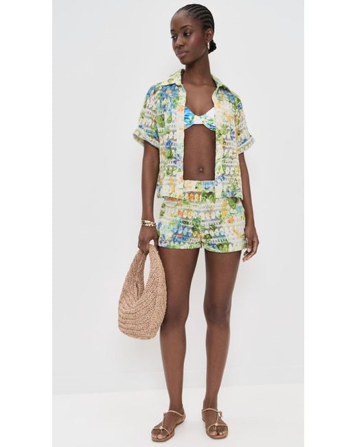 PQ Swim Green Blake Button Top