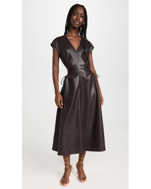 Astr Miranda Faux Leather Dress in Dark Brown (Brown) | Lyst