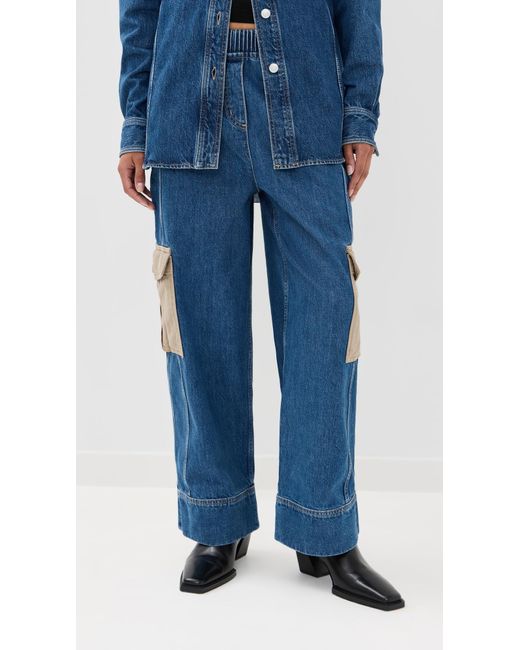 3.1 Phillip Lim Blue Denim Patchwork Pull On Jeans