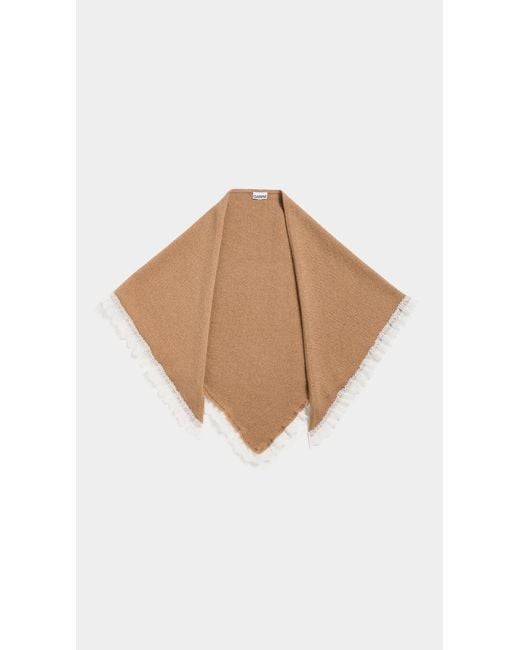 Ganni White Triangular Scarf Tiger's Eye
