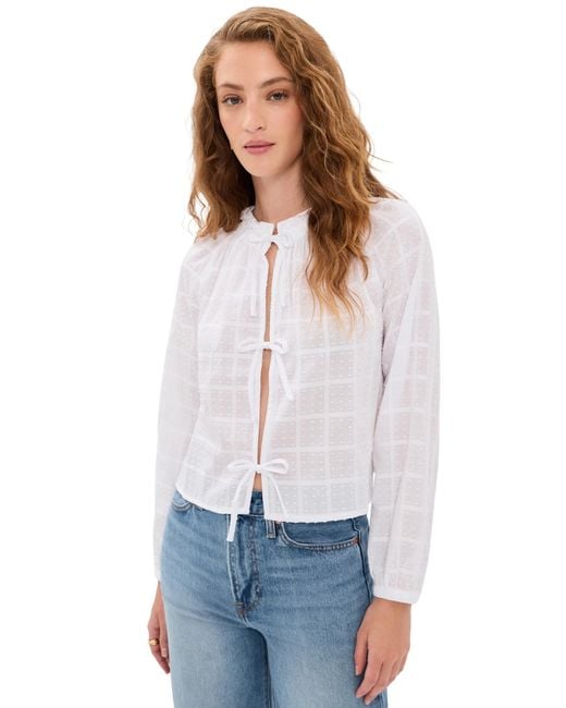 Splendid White Fleur Tie Front Blouse
