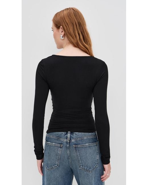 GOOD AMERICAN Black Jersey U Wire Long Sleeve Top