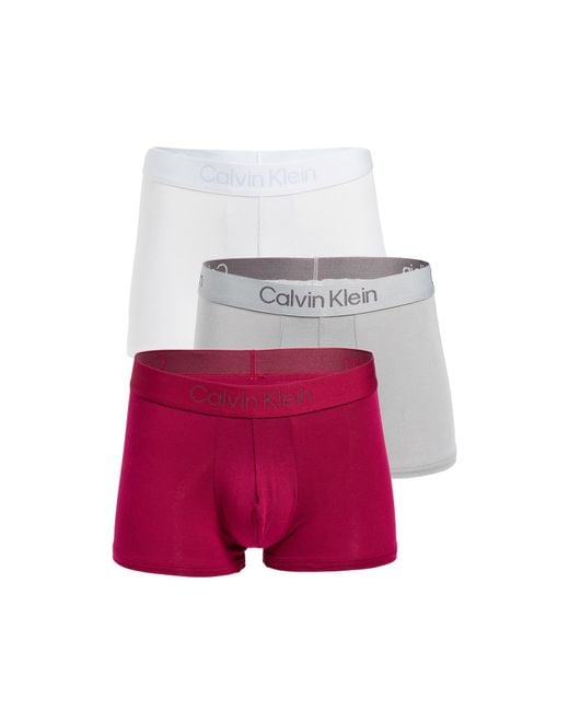 Calvin Klein Red Ultra Soft Modal Trunks 3 Pack for men