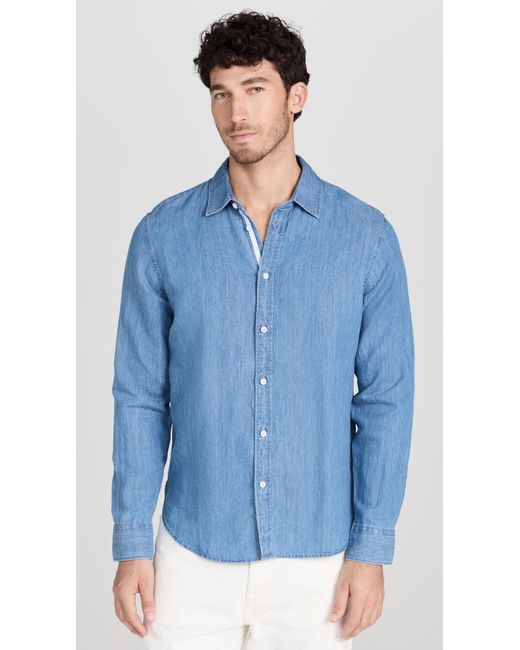 Rag & Bone Blue Finch Linen Denim Long Sleeve Shirt for men