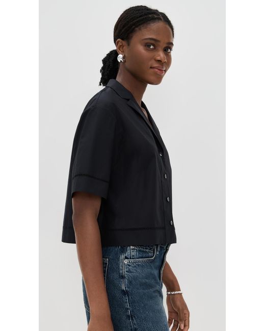 Theory Black Boxy Lapel Shirt