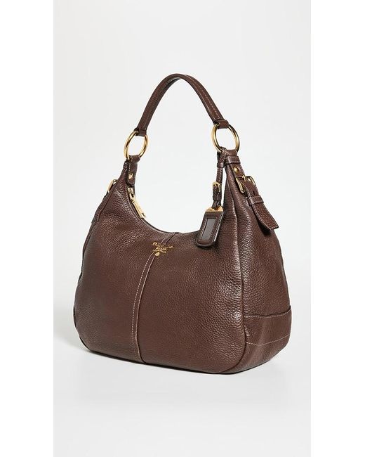 What Goes Around Comes Around Prada Brown Vitello Daino Hobo Bag