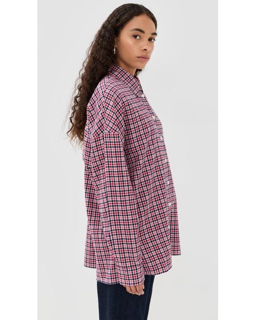 Tibi Purple Flannel Menswear Shirting Oversized Shirt