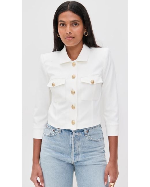 L'Agence White Kumi Cropped Fitted Jacket