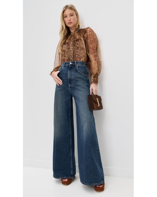 Zimmermann Brown Hypnotic Smocked Blouse