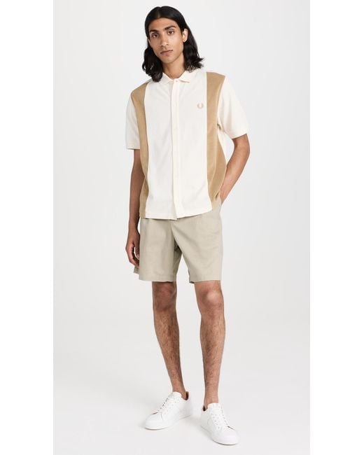 Fred Perry Natural Wide Leg Woven Shorts for men