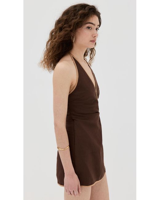 Sir. The Label Brown Affogato Twist Mini Dress