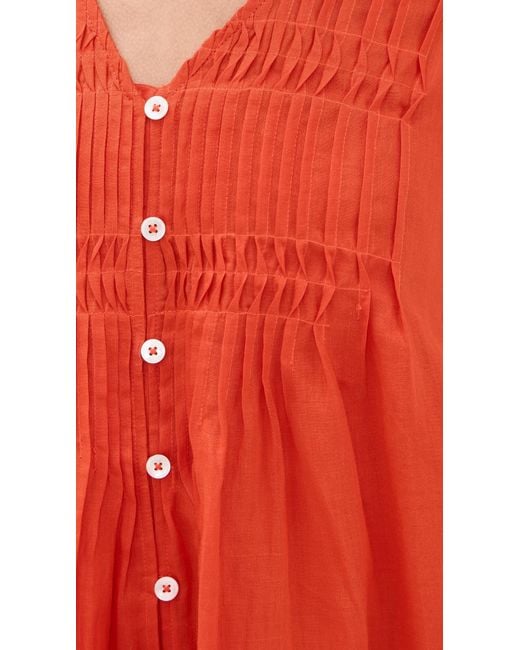 Sea Red Zora Solid Button Down Dress