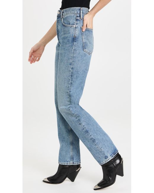 Agolde Blue 90's Pinch Waist High Rise Straight Jeans