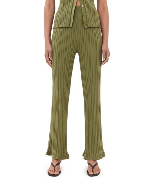 Le Bos Green Ribbed Flare Pants