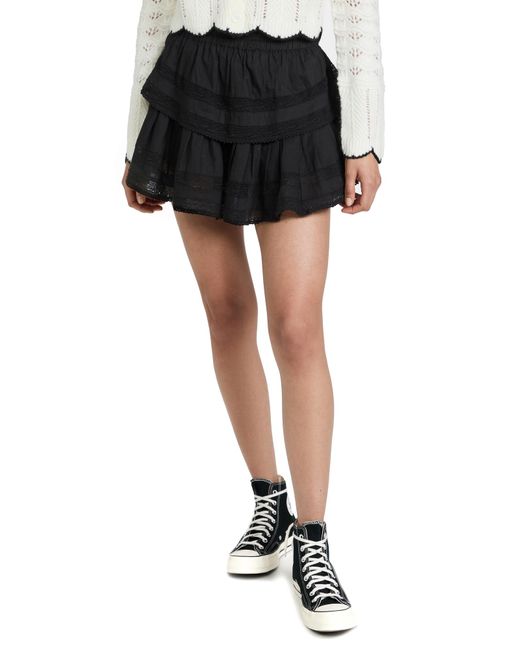 LoveShackFancy Black Ruffle Mini Skirt
