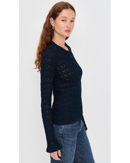 Sea Blue Ruby Knit Long Sleeve Polo