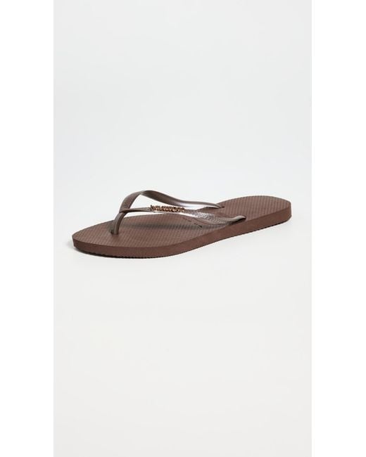 Havaianas Black Slim Logo Metallic Flip Flops