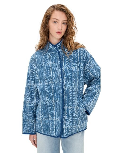 Faherty Brand Blue Quilted Patchwork Jacket