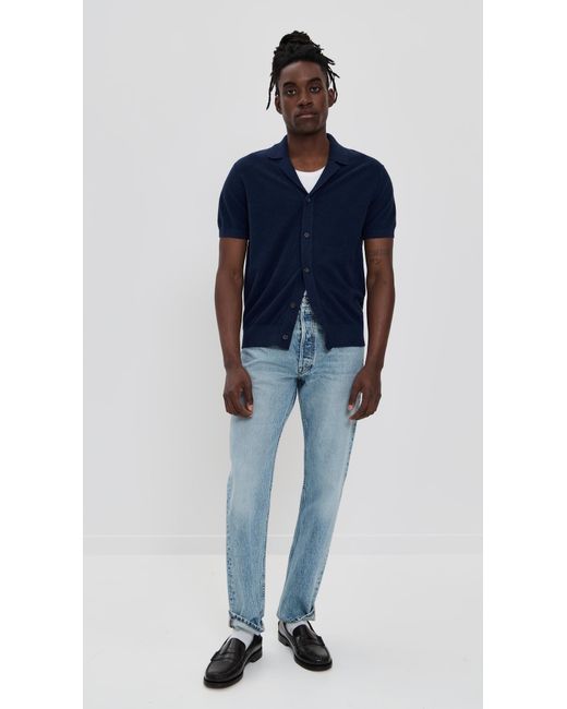 Club Monaco Blue Boucle Camp Collar Sweater for men