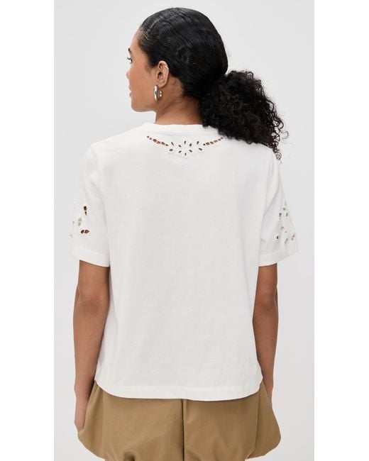 Sea White Marie Embroidery T-Shirt