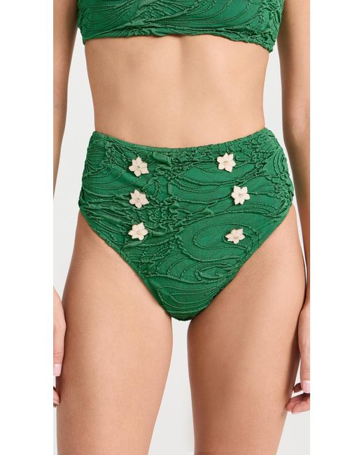 PATBO Green Jacquard High Waist Bikini Bottos Eerad X