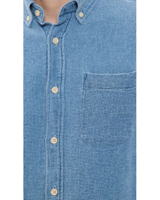 Taylor Stitch Blue The Jack Cotton Waffle Shirt for men