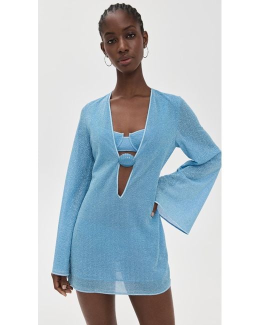 Oseree Blue Lumiere Shell Kaftan Dress