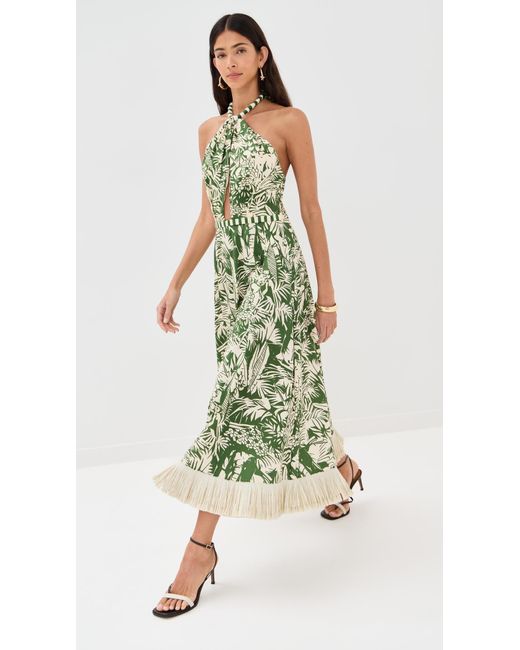 Johanna Ortiz Green Heritage Midi Dress