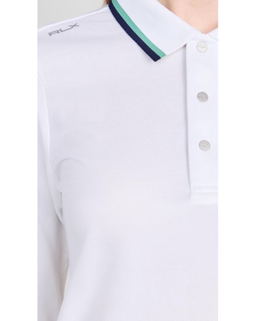 Ralph Lauren White Long Sleeve Tour Pique Val Polo