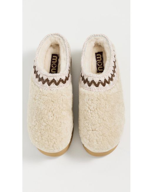 Mou White Curly Platform Clogs