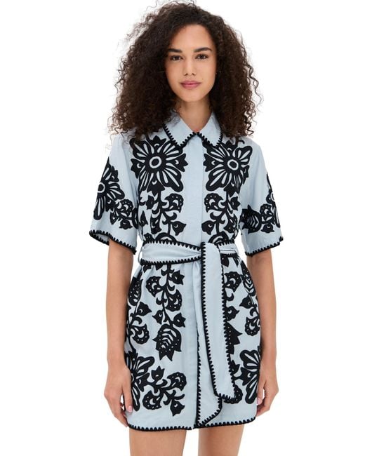 Sea Black Liliana Applique Mini Shirt Dress