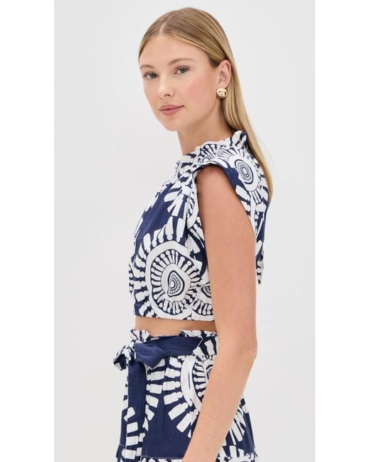 Lemlem Blue Muna Ruched Crop Top