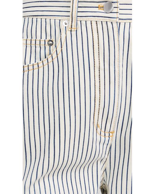Tibi White Stone Washed Striped Denim Sid Jeans
