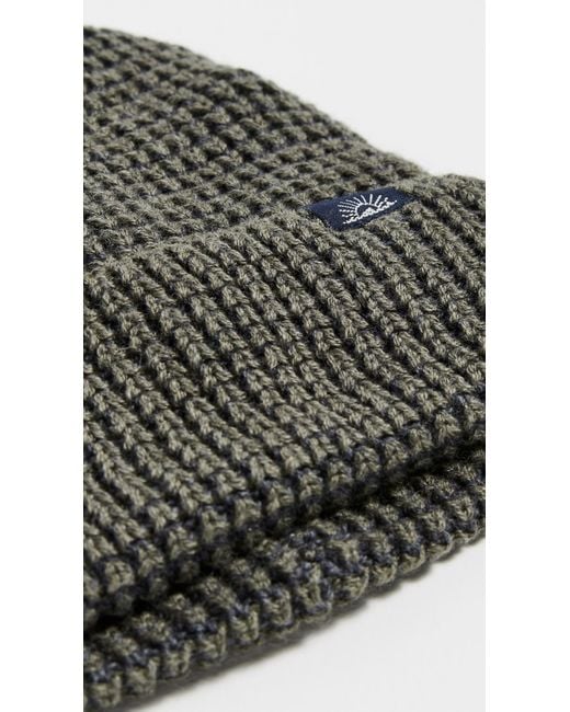 Faherty Brand Black Plaited Waffle Beanie for men