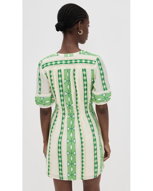 lucy collett green dress Green & Baby Blue Embroidered Lucy Mini Dress