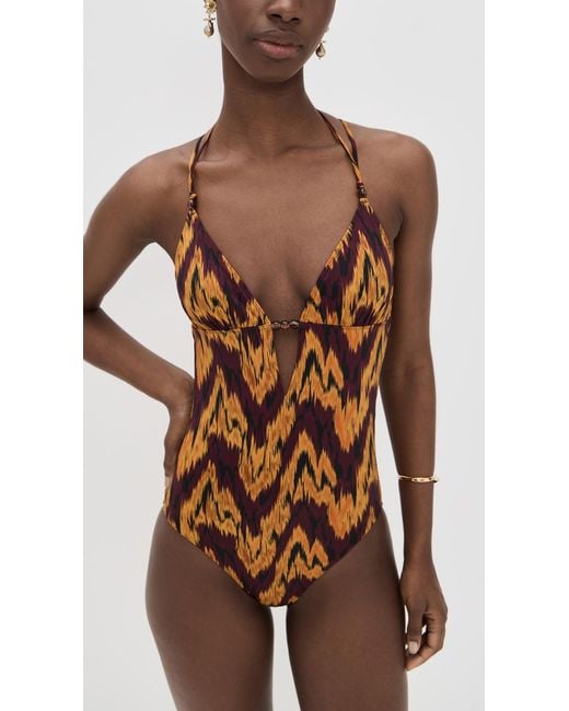 Ulla Johnson Brown Leila Beaded Maillot