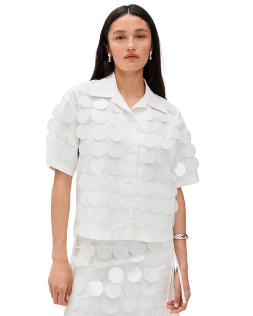 MSGM White Paillettes Collar Blouse