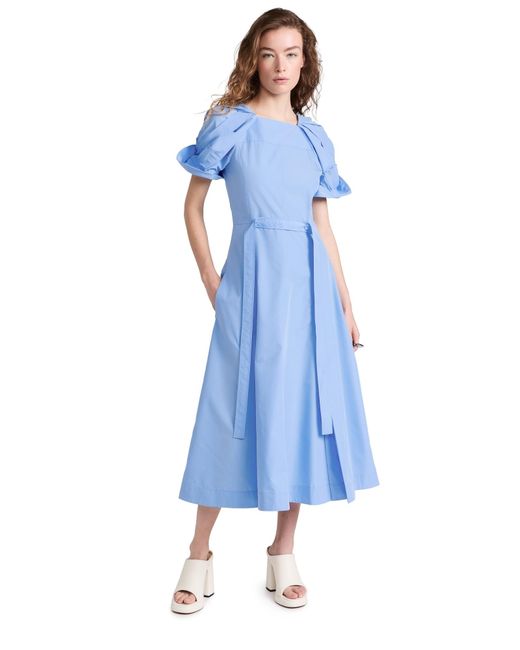 3.1 Phillip Lim Blue Collapsed Bloom Sleeve Belted Dress