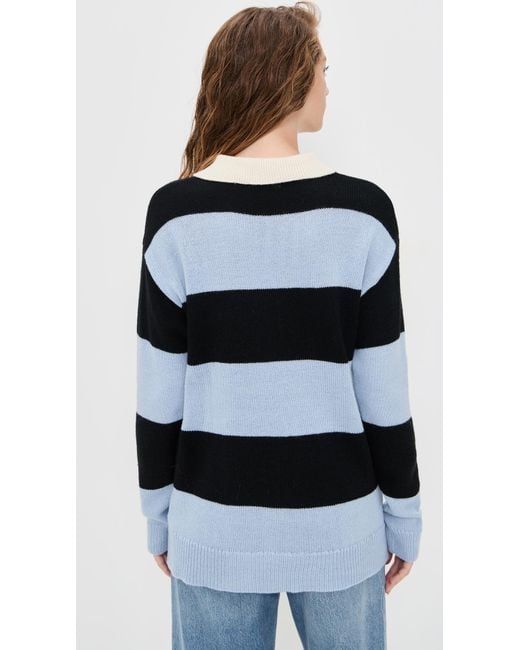 Moon River Black Striped Collar Pullover Sweater