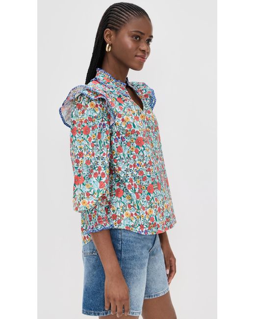 Shoshanna Blue Bevil Top