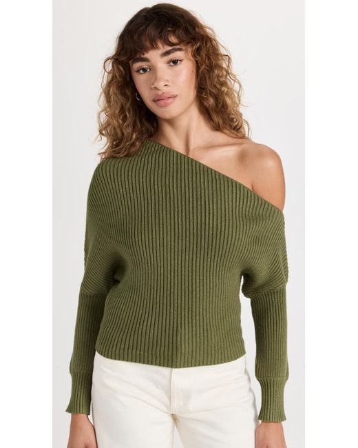 Line Dot Blair Off Shoulder Sweater in Green Lyst