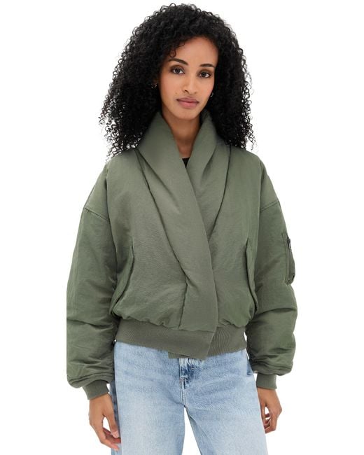 Alpha Industries Green Shawl Collar Flight Jacket