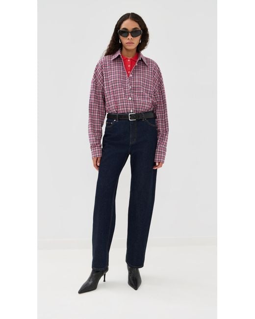 Tibi Purple Flannel Menswear Shirting Oversized Shirt