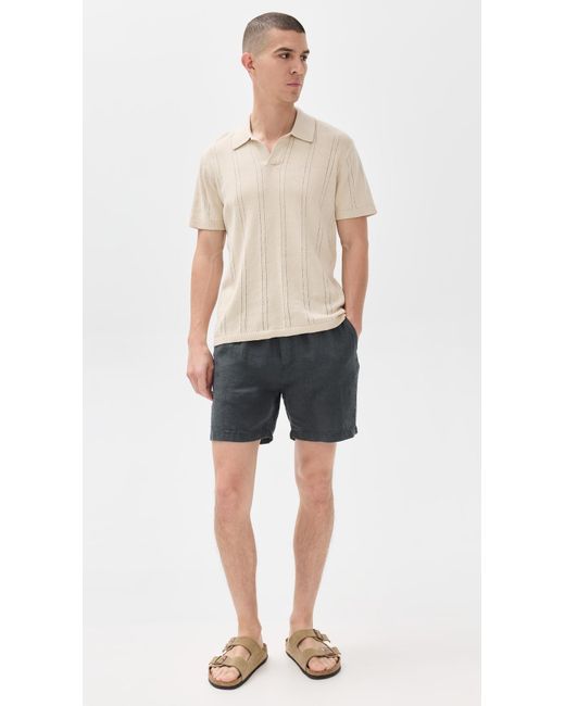 Faherty Brand Black Essential Linen Shorts 6.5 for men
