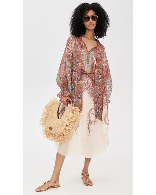 【ZIMMERMANN】リアノン ミディドレス ZIMMERMANN Rhiannon Tie Neck Midi Dress Cream Paisley Online | Zimmermann