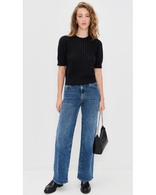 FRAME Black The Ladder Cashmere Pointelle Sweater