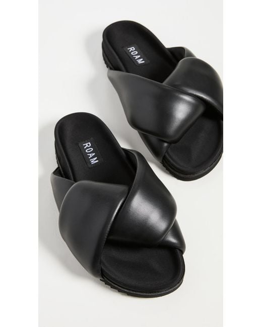 Roam Black Foldy Puffy Slides