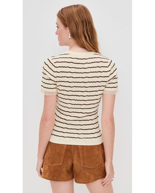 Rag & Bone White Chiara Stripe Short Sleeve Shirt
