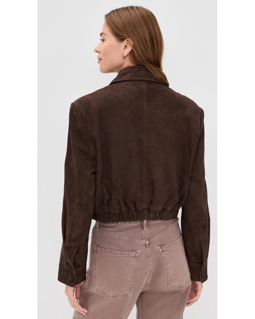 Agolde Brown Nahla Cropped Suede Jacket